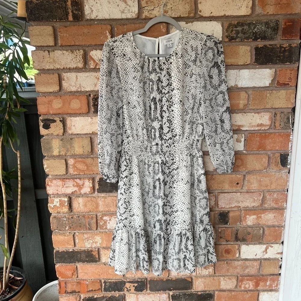 J Crew Cinched Waist Snakeskin Print Dress size Small